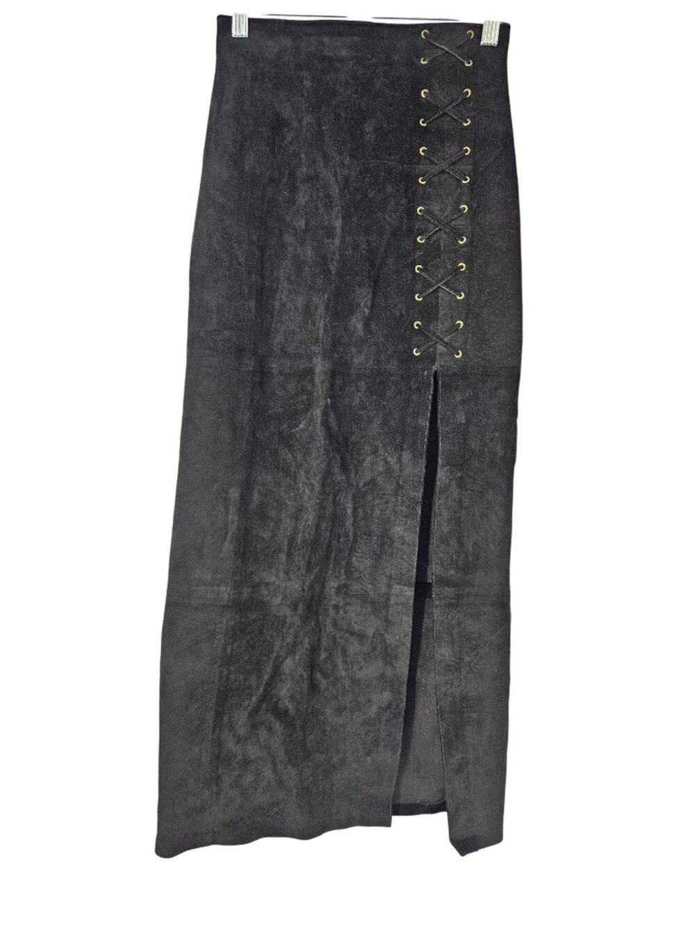 Firenze Vintage 90's Suede Lace Up Maxi Skirt Black Women's Size 2 Whimsigoth
